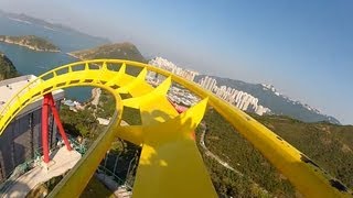 Hair Raiser Roller Coaster POV Ocean Park Hong Kong BampM Floorless OnRide [upl. by Borchers]