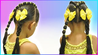 🌸 Hermoso Peinado de Niña con Trenza  easy kids hairstyle with braid [upl. by Copeland]