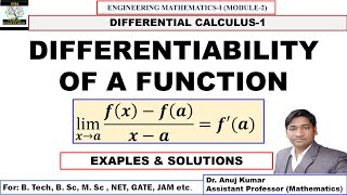 Differentiability of a function at a point  Differentiability Engineering Mathematics  Examples [upl. by Gebhardt]