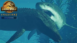 NEW MEGALODON VS MOSASAURUS  Jurassic World Evolution 2 [upl. by Releyks]