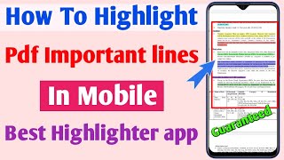 How to highlight pdf file in mobile  Pdf me word ko highlight kaise kare [upl. by Jeffrey]