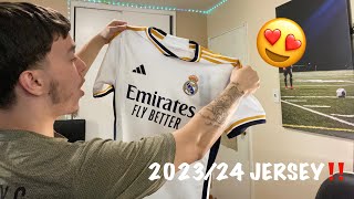 UNBOXING THE NEW 202324 REAL MADRID JERSEY [upl. by Vaules]