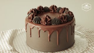 블랙 초콜릿 가나슈 케이크 만들기  Black Chocolate Ganache Cake Recipe  Cooking tree [upl. by Ainej]