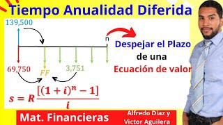 Como Calcular el PLAZO O DURACION TIEMPO de una ANUALIDAD DIFERIDA  Ecuación de Valor Equivalente [upl. by Pitarys421]