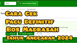 Cara Cek Pagu Anggaran Bos Madrasah Tahun 2024 Tutorial Erkam Kemenag bosmadrasah erkamv2 [upl. by Aryan]