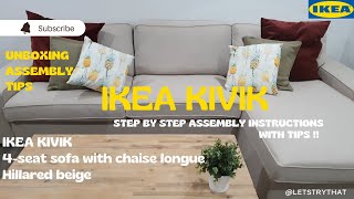 IKEA KIVIK 4Seat Sofa With Chaise Longue  Assembly guide and Tips [upl. by Chavey]