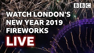 Londons New Years Fireworks 2019 LIVE 🎆🤩🎉  BBC [upl. by Juli]