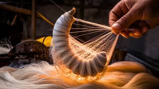 How China Turns 1 Billion Silkworms Into a Luxury Commodity  Silkworm Processing Factory [upl. by Immij]