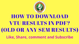 How to download VTU old or previous semester results in pdf [upl. by Akkeber]