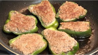 ピーマンの肉詰め作り（チーズ入り）How to make meat stuffed peppers （with cheese） [upl. by Sandro]