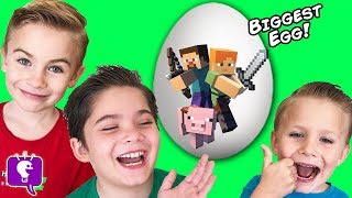 Giant MINECRAFT Adventure Egg with HobbyKidsTV [upl. by Chelsy]