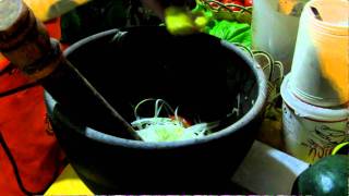 Lao Food  Green Papaya Salad in Vang Vieng for a tourist [upl. by Hedvah87]