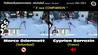 SKI DOWNHILL RACE COMPARISON on the Kitzbühel Streif 2024 Cyprien Sarrazin vs Marco Odermatt [upl. by Ricarda993]