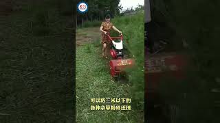 Gasoline Powered Walking Tractor With Grass Crusher Machine [upl. by Oynotna]