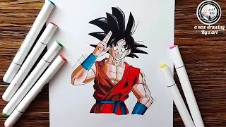 how to draw goku with colour  goku drawing with colour  step by step tutorial [upl. by Rae]