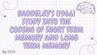 AQA LEVEL PSYCHOLOGY  Memory Baddeley’s 1966 study [upl. by Hanikahs]