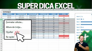 Como Ocultar Linhas Colunas Guias Planilhas Excel  Gráfico não Funciona com Linhas Ocultas [upl. by Aneerbas]