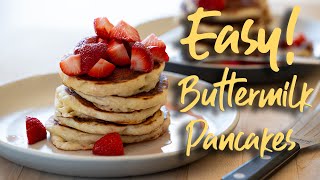 Buttermilk Pancakes A MustTry Recipe  With Macerated Strawberries [upl. by Ateuqal178]