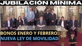 JUBILADOS DE LA MÍNIMA BONOS ENERO Y FEBRERO NUEVA LEY DE MOVILIDAD [upl. by Anihs293]