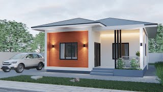 SMALL HOUSE DESIGN  BUNGALOW HOUSE 8 by 11 meters 88 sqm  3 BEDROOM [upl. by Aikram181]