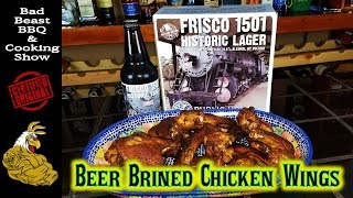 Beer Brined Chicken Wings  Frisco 1501 Historic Lager  MES Masterbuilt Electric Smoker [upl. by Aihsaei]