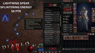 Lightning Spear Splintering Energy Pit 101 PRE NERF Full Run amp Build  Diablo 4 S5 PTR [upl. by Lindy316]