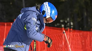 Mikaela Shiffrin crashes out in scarylooking Cortina downhill fall  NBC Sports [upl. by Airdnax]