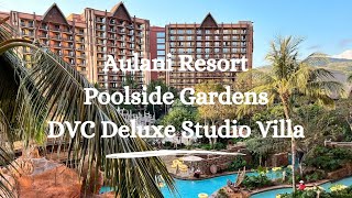 Disneys Aulani Resort  Poolside Gardens View Deluxe Studio Villa [upl. by Ailesor61]