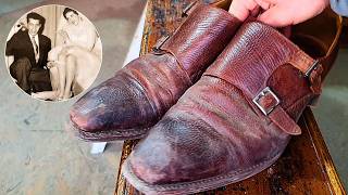 Saving Grandpas Memories 70YearOld Wedding Shoes Restoration  ASMR Restoration of a shoes [upl. by Riada]