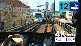 🇨🇭 Cab Ride Zurich Tram Line 12 Drivers View  Flughafen Fracht  Stettbach Full Line 4K [upl. by Ethbin528]