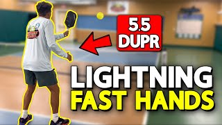 How I got SUPER FAST HANDS in Pickleball 55 DUPR [upl. by Ahtekahs711]