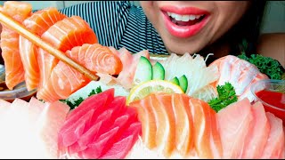 ASMR SASHIMI PLATTER SUSHI SALMON TUNA ABALONE YELLOWTAIL 먹방 No Talking suellASMR [upl. by Bunce358]