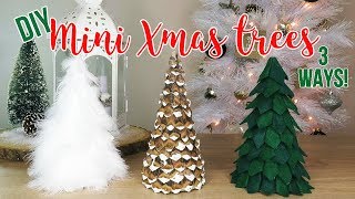 DIY Christmas Tree Decor  How to Make 3 Mini Tabletop Trees Affordable [upl. by Ydolem943]