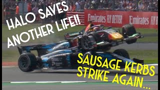 Dennis Hauger and Roy Nissany SCARY CRASH  F2 Silverstone 2022 [upl. by Koloski]