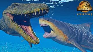 Megalodon vs Mosasaurus quotHUNT amp FIGHTquot vs ALL Marine Reptiles [upl. by Assirhc]