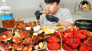 ASMR MUKBANG 집밥 직접 만든 양념게장 간장게장 계란후라이 먹방 Marinated Raw Crabs Korean Home Meal EATING REAL SOUND [upl. by Salokkin]