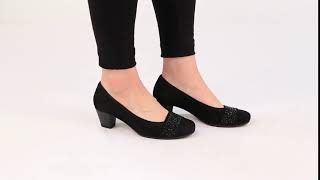 Gabor Wallace Black Suede Mid Heel Court Shoes [upl. by Fitting845]