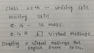 Class 12 Writing Skill Q4 Drafting a virtual message [upl. by Avevoneg370]