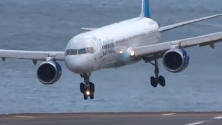 HORRIBLE  Very Awful landings  IMPRESSIVE Go arounds B753 A320 B737  Madeira [upl. by Nosirrag481]