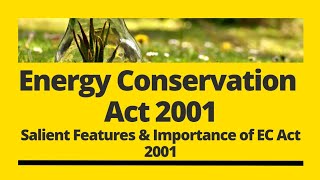 Energy Conservation Act 2001 in hindi  EC Act 2001  Features of EC Act  Energy Conservation [upl. by Parhe]