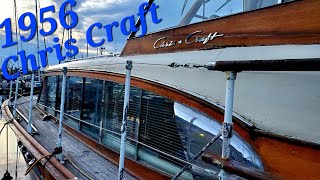 1956 Chris Craft Constellation WalkThrough LiveAboard Boat [upl. by Sorcha]