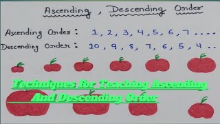 Techniques For Teaching Ascending and Descending OrderMaths Activity [upl. by Phalan838]