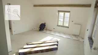 How to install a QuickStep wood floor  floating installation [upl. by Moreville561]