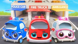 はたらくくるま★消防車、パトカー、救急車  はたらく車  子供の歌メドレー  赤ちゃんが喜ぶ歌  童謡  アニメ  動画  ベビーバス BabyBus [upl. by Bathsheb]