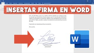 Como Insertar una Firma en Word [upl. by Decca264]