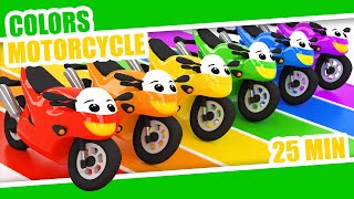 LEARN COLORS MOTORCYCLE  MOTORBIKE  Color Rainbow  Kids Babies Colors [upl. by Ahsiea566]