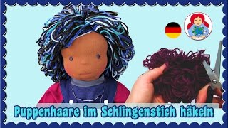 DIY  Puppenhaare mit Schlingenstich häkeln  Sami Dolls Häkelanleitung [upl. by Madison697]