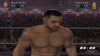 WWE SmackDown vs RAW 2006 PS2 Muhammad Hassan vs Batista World Title Match SiummerSlam [upl. by Hosfmann265]