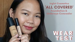 eng OILY SKIN WEAR TEST Inglot All Covered Foundation amp Undereye Concealer  Philippines [upl. by Kam]