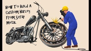 Time Lapse How to Weld A Custom Harley Davidson bobber Motorcycle from Scrap Metal [upl. by Nerrual]